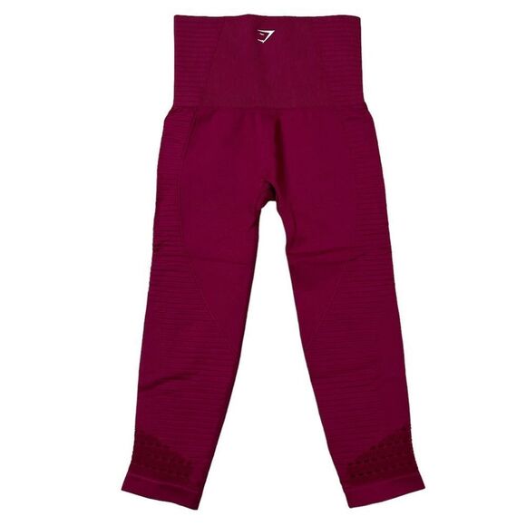 Gymshark Energy Seamless Crop Leggings Maroon Red High Waisted Size XS - Picture 2 of 5